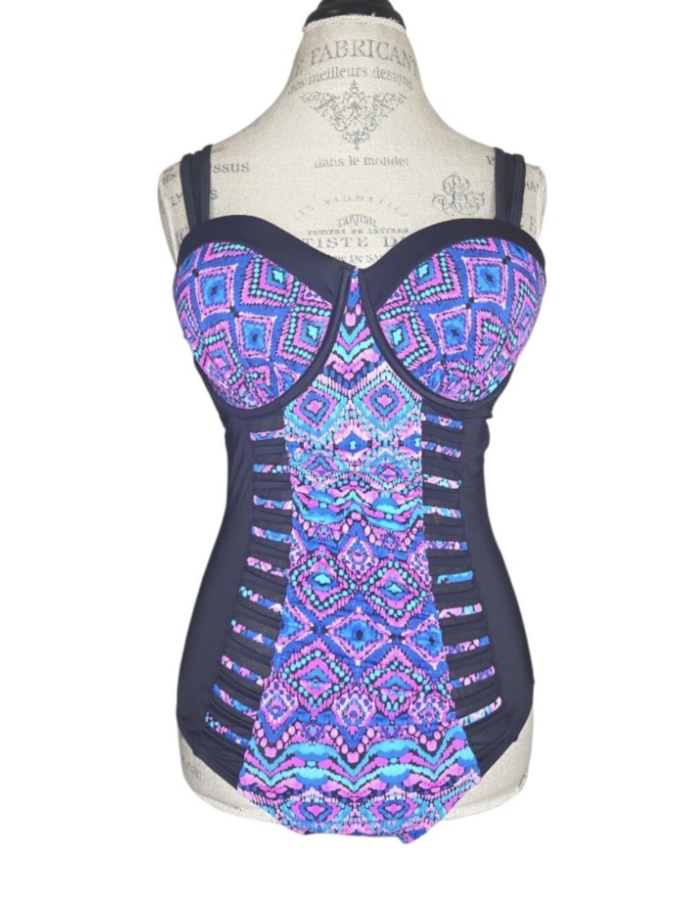 Swimsuits For All By Catherines Full Beauty Vibrant Aztec Print Swimsuit Size 12